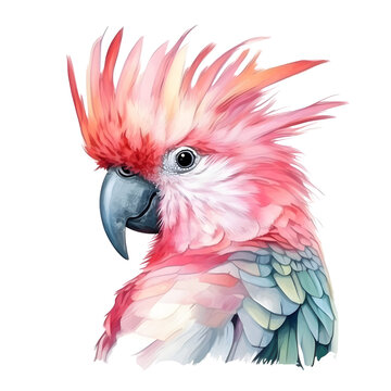recommend clip art: beautiful colors cockatoo watercolor style, illustration.