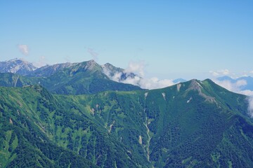 北アルプス　針ノ木岳から望む　爺ヶ岳　鹿島槍ヶ岳　五竜岳