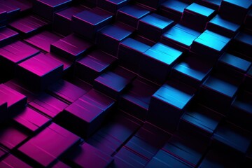 Magenta and black modern abstract squares background with dark background in blue striped in the style of futuristic chromatic waves, colorful minimalism pattern 