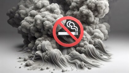 No Smoking - Cigarette and Smoke with Prohibition Symbol