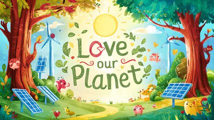 Love Our Planet: Eco-Friendly World Illustration