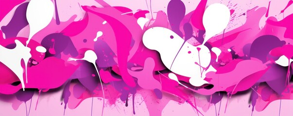 Obraz na płótnie Canvas Magenta and white flat digital illustration canvas with abstract graffiti and copy space for text background pattern 