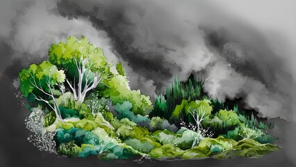 Nature's Fragility: Conceptual Watercolor Illustration
