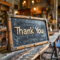Obraz premium Handwritten Hospitality - Chalkboard Thank You Sign