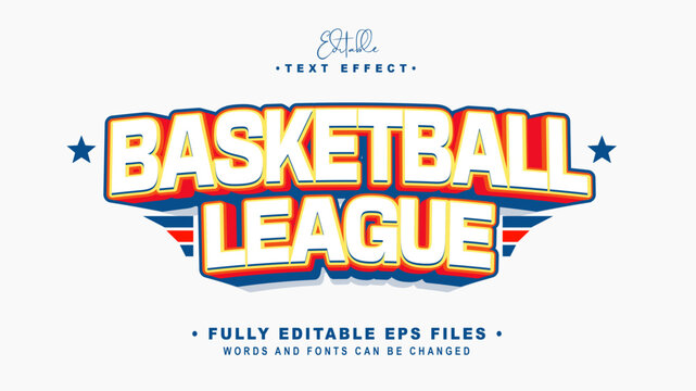 editable basketball league text effect.typhography logo