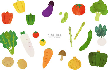 水彩風　いろいろな野菜のイラスト素材セット / vector eps	