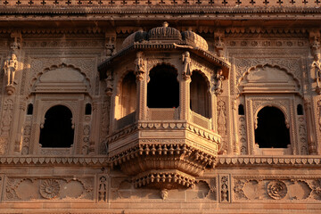 24 February 2024, Exterior View of the scenic tourist landmark Maheshwar fort (Ahilya Devi Fort )...