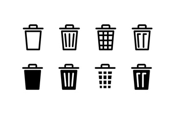 Trash icon set. Trash can icons. Linear style. Vector icons