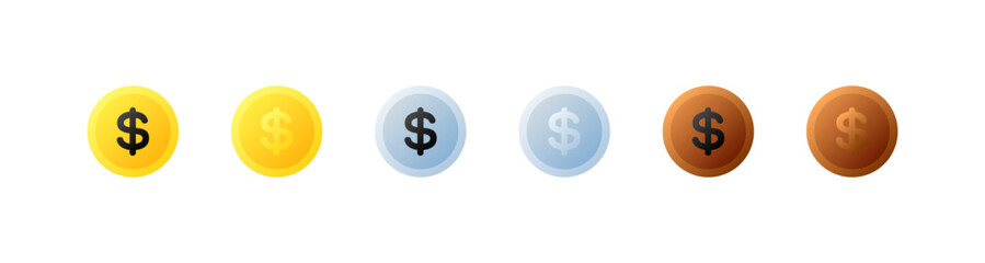 Dollar coins icons. Flat style. Vector icons
