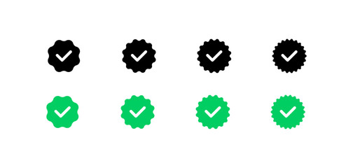 Check mark icon set. Flat and silhouette style. Vector icons