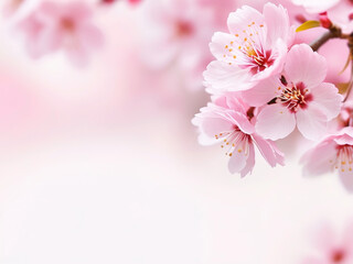 cherry blossom background with soft focus and copy space for text