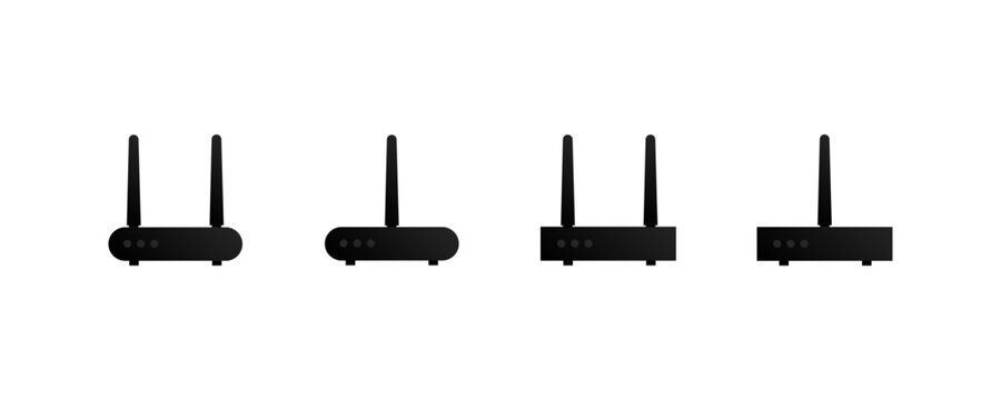 Router icons set. Modem switch icons set. Vector icons