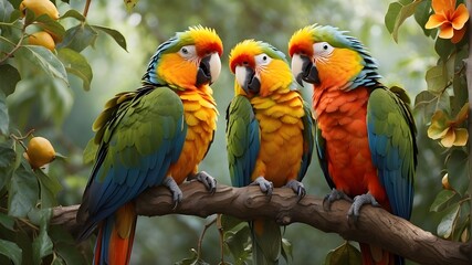 Pair of Parrot on tree branch