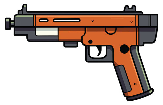 Submachine gun vector, submachine machine hand gun weapons stock illustration