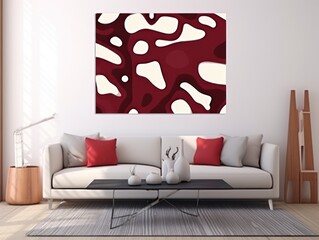 Maroon and white flat digital illustration canvas with abstract graffiti and copy space for text background pattern 
