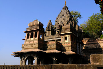 24 February 2024, Exterior View of the scenic tourist landmark Maheshwar fort (Ahilya Devi Fort )...
