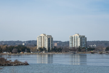 Fototapeta premium Barrie skyline with the lake spring