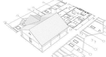 house project architectural sketch 3d