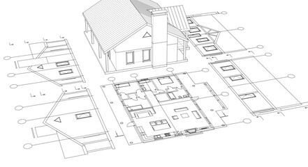 house project architectural sketch 3d
