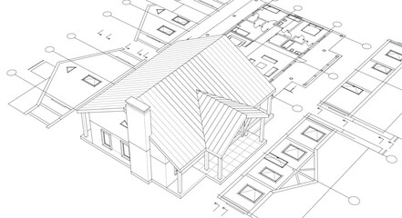 house project architectural sketch 3d