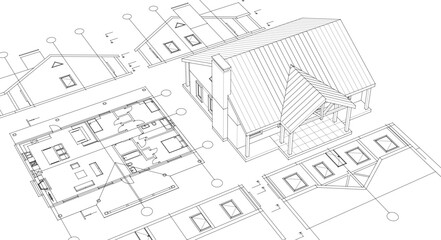 house project architectural sketch 3d