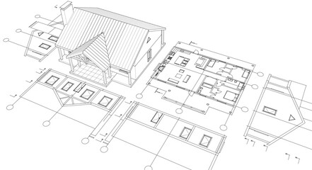 house project architectural sketch 3d