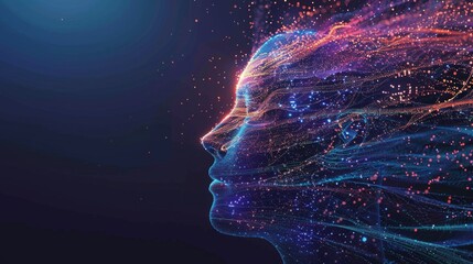 KSAbstract digital human head with glowing particles