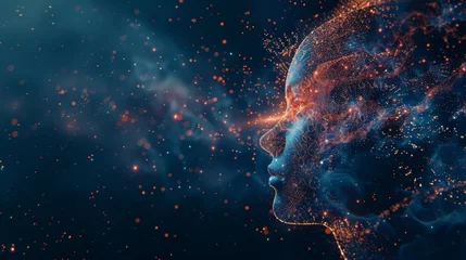 Foto op Aluminium KSAbstract digital human head with glowing particles © กิตติพัฒน์ สมนาศักดิ