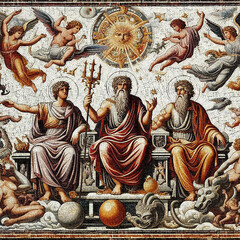 Ancient roman era mosaic illustration
