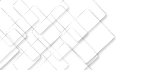 White geometric overlapping square pattern. Vector illustration technology background with shadow. Modern minimal and clean white background with realistic line. light silver background modern design.