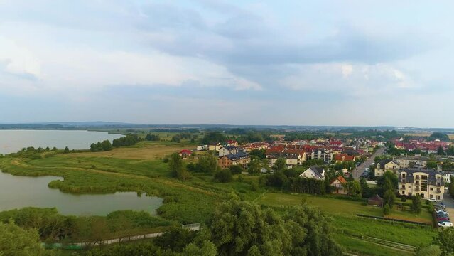 Beautiful Landscape Lake Jamno House Estate Mielno Aerial View Poland