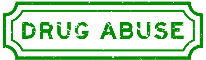 Grunge green drug abuse word rubber seal stamp on white background