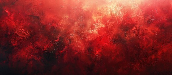 Abstract painting featuring a striking combination of red and black hues set against a clean white background