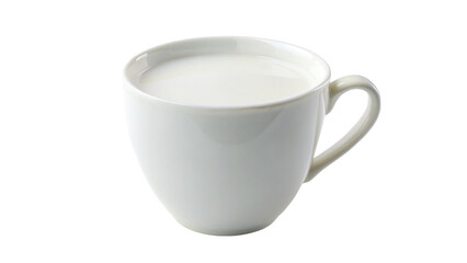 White cup on milk isolated on transparent background