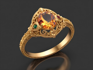 Glassy Female Rings Adorned with Precious Stones