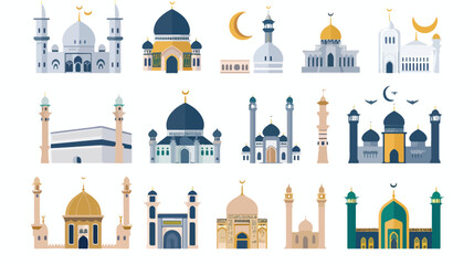 Set of Islamic vector design kaaba in Mecca icon fo