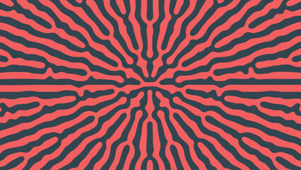 Psychedelic Frantic Radial Symmetry Pattern Vector Crazy Red Black Abstract Background. Turing Diffusion Effect Trippy Hypnotic Abstraction Panoramic Modern Wallpaper. Rave Style Bizarre T-Shirt Print - 778953580