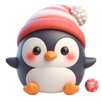 3D cute Penguin isolated on white background