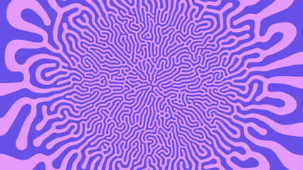 Violet Purple Psychedelic Acid Trip Vector Unusual Creative Abstract Background. Radial Crazy Structure Bizarre Vibrant Abstraction Wide Wallpaper Mushroom Hallucination Effect Trippy Art Illustration - 778954324