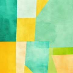 Mint Green and yellow pastel colored simple geometric pattern, colorful expressionism with copy space background, child's drawing, sketch 