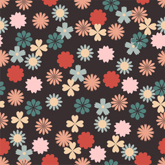 Fototapeta na wymiar Seamless decorative pattern with flowers wallpaper festive birthday background art decor design for textile, paper