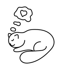 Cat with a heart in doodle style.