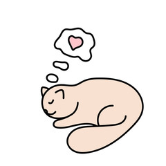 Cat with a heart in doodle style.