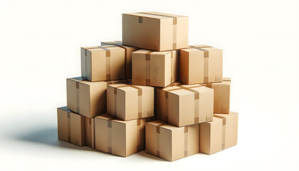 Obraz premium Pile of Cardboard Boxes Ready for Shipping 