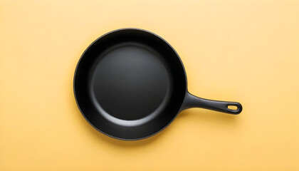 frying pan and chef hat on pastel yellow background 3