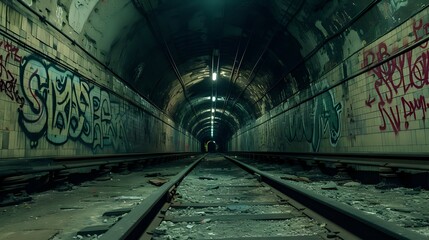 Underground Secrets: Urban Decay in Abandoned Tunnels./n - obrazy, fototapety, plakaty