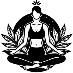 yoga, black yoga silhouette vector illustration,icon,svg,yoga characters,Holiday t shirt,Hand drawn trendy Vector illustration,yoga on black background