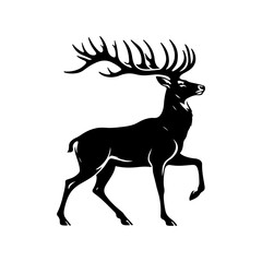 deer vector illustration. Graphic black silhouettes of wild deers – male, female and roe deer