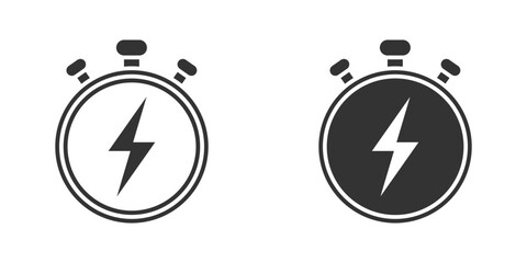 Rapid response timer with flash icon. Vector illustration.