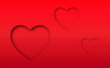 Red heart background. Vector illustration.